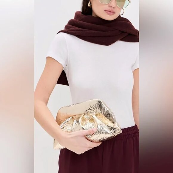 Themoire Tia Pinatex Fabric Clutch - Gold - Picture 8 of 9